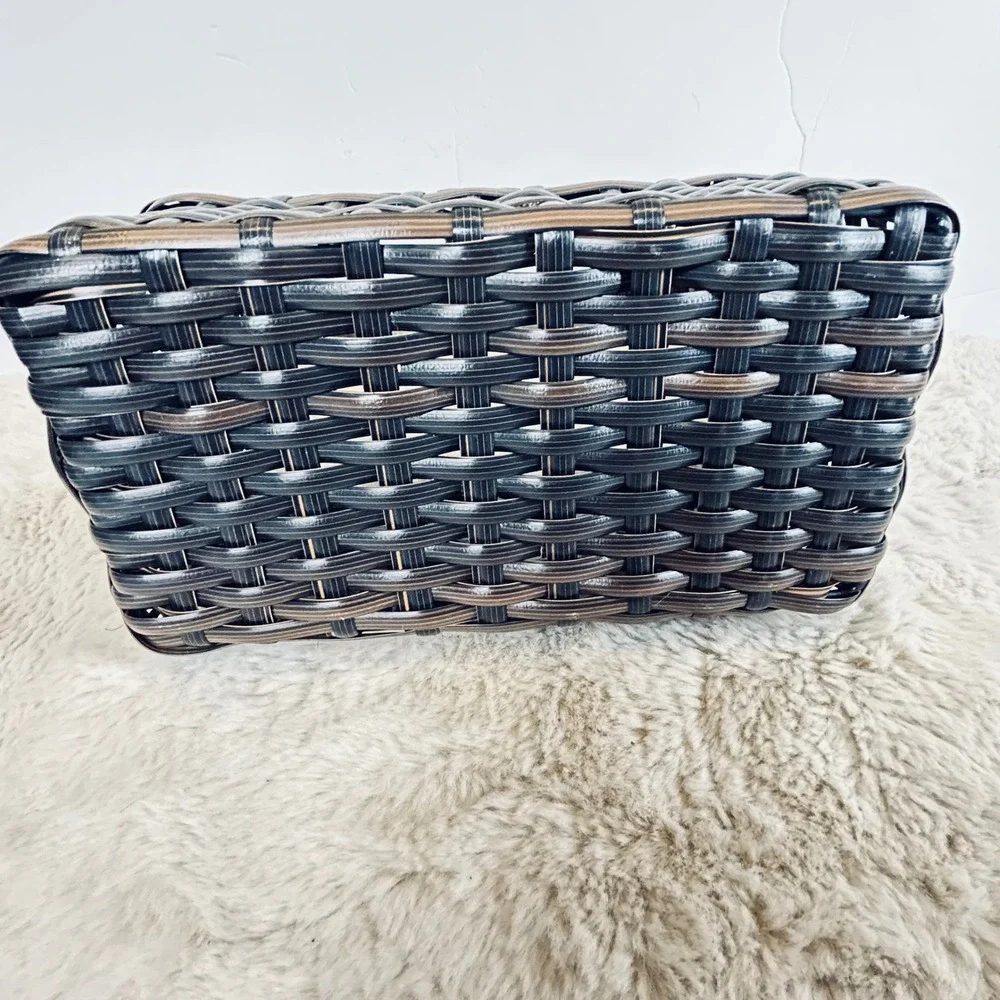 Woven Basket with Handle Storage Organizer Shelf Decor Display Black Brown‎